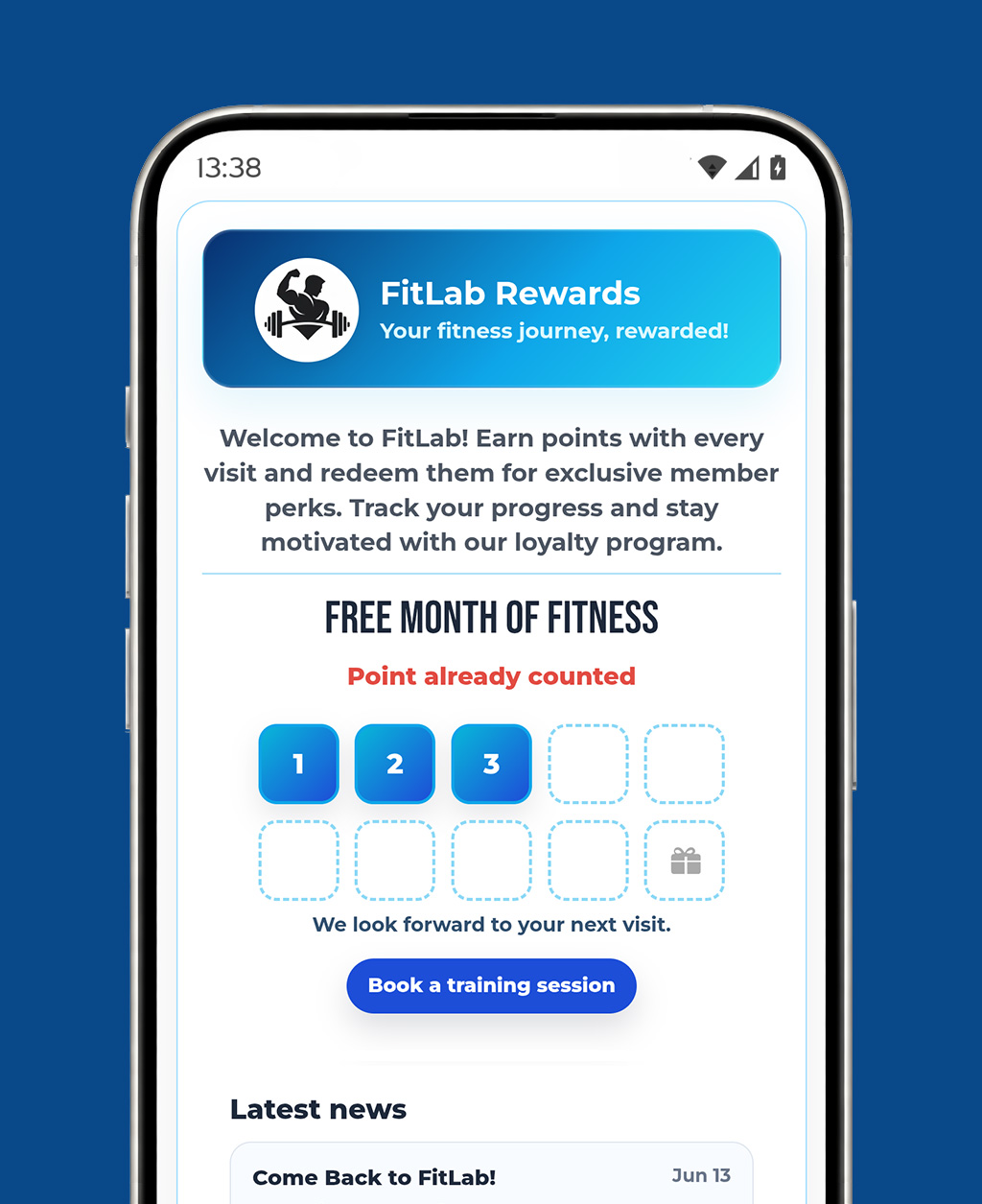 TapLoyal loyalty card for fitness businesses